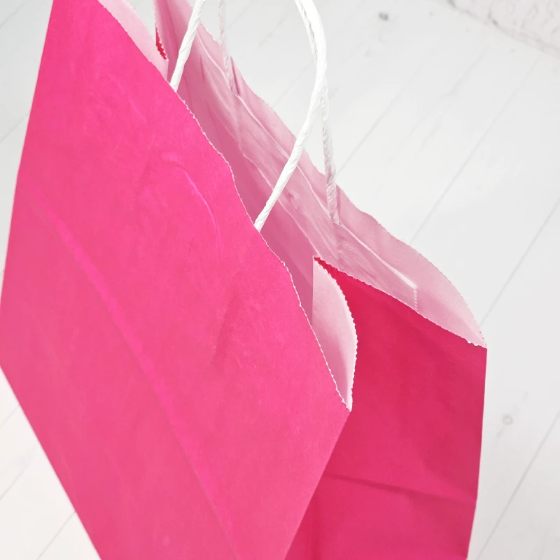 товар Бумажный крафт пакет с кручеными ручками, розовый, 260*150*350 мм, 80 г/м2 PKPK026